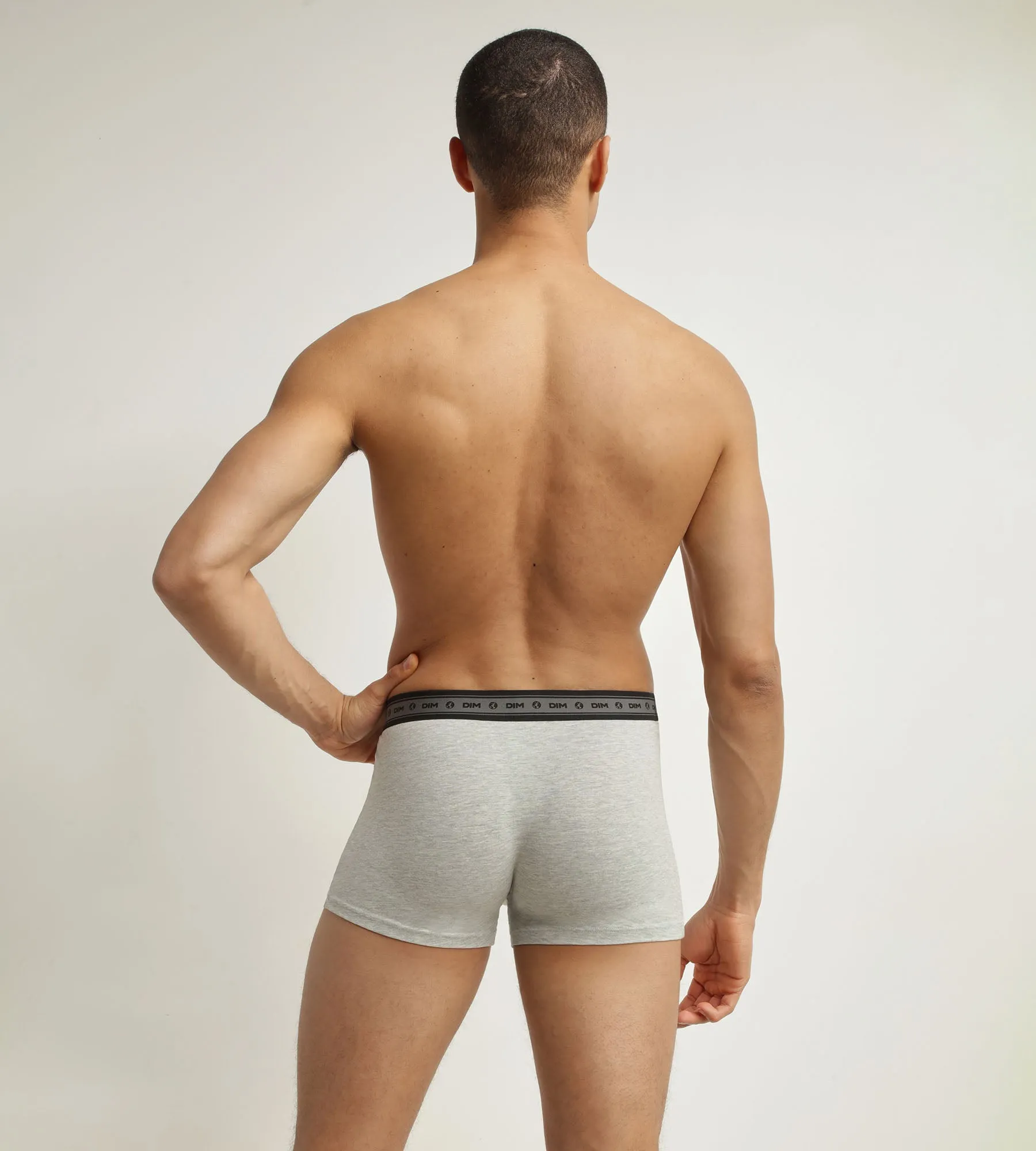 Pack of 3 men's organic cotton boxers Black Grey Dim Good