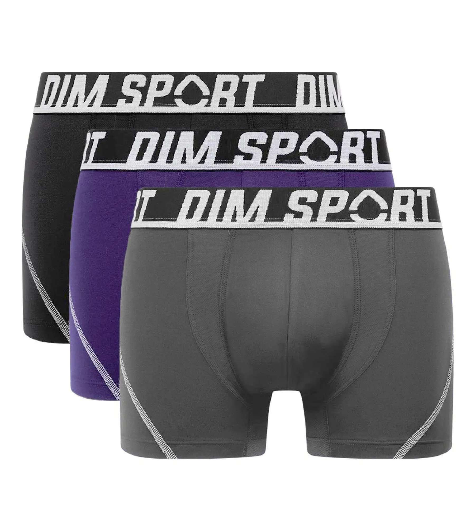 Pack of 3 men's Purple Dim Sport thermo-regulating microfibre boxers