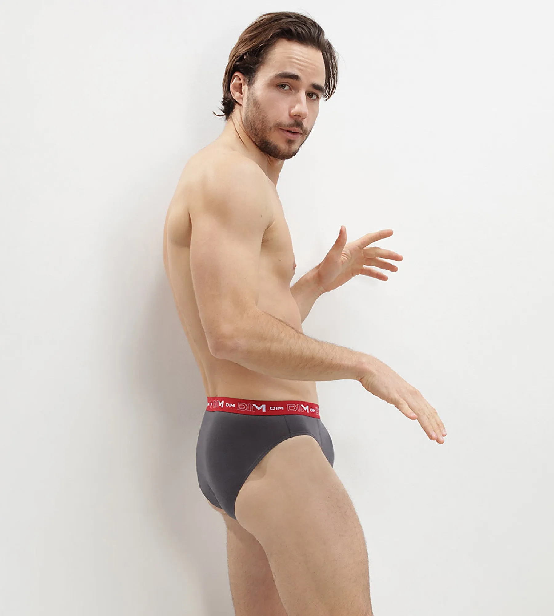 Pack of 3 pairs of Coton Stretch grey, chilli red and black briefs