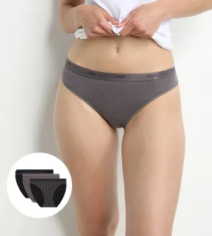 Pack of 3 pairs of Les Pockets Coton bikini knickers in black