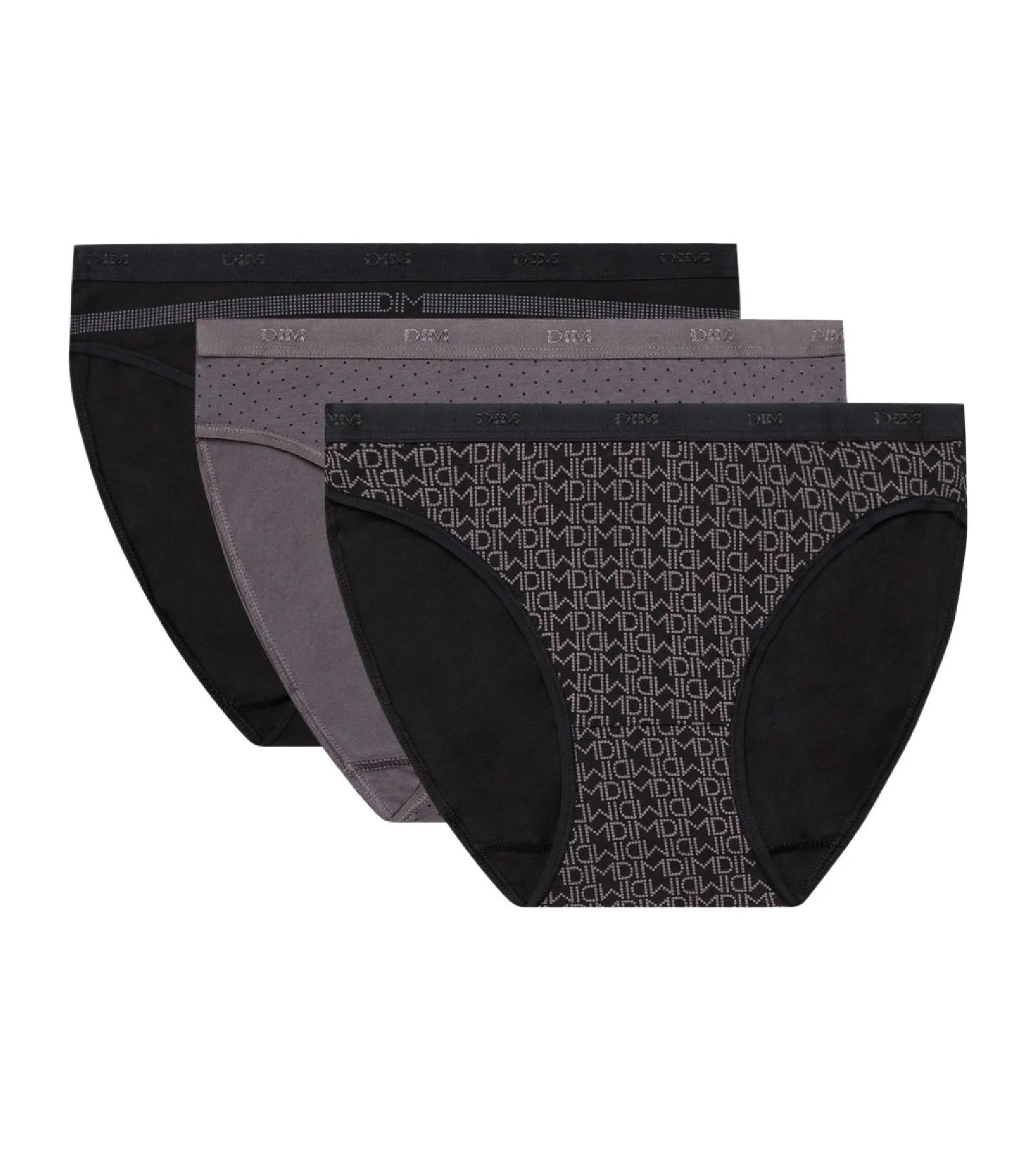 Pack of 3 pairs of Les Pockets Coton bikini knickers in black