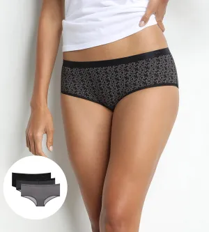 Pack of 3 pairs of Les Pockets Coton boyshorts in black