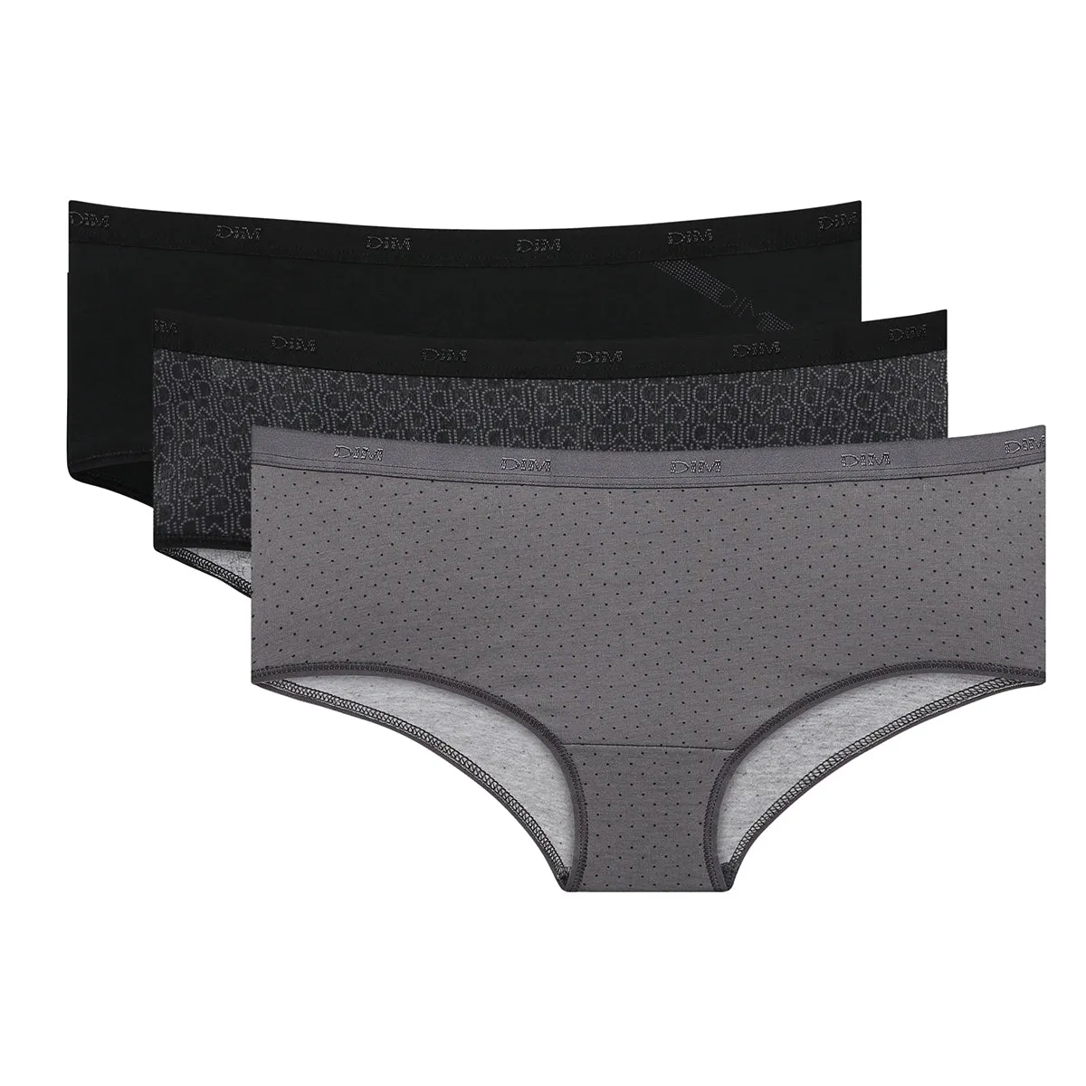 Pack of 3 pairs of Les Pockets Coton boyshorts in black