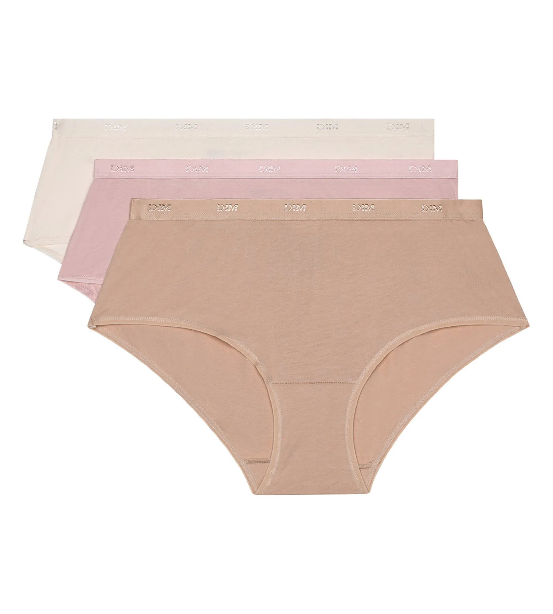 Pack of 3 pairs of Les Pockets Coton boyshorts in nude/pink/pearl