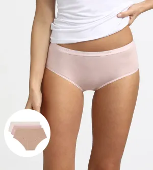 Pack of 3 pairs of Les Pockets Coton boyshorts in nude/pink/pearl