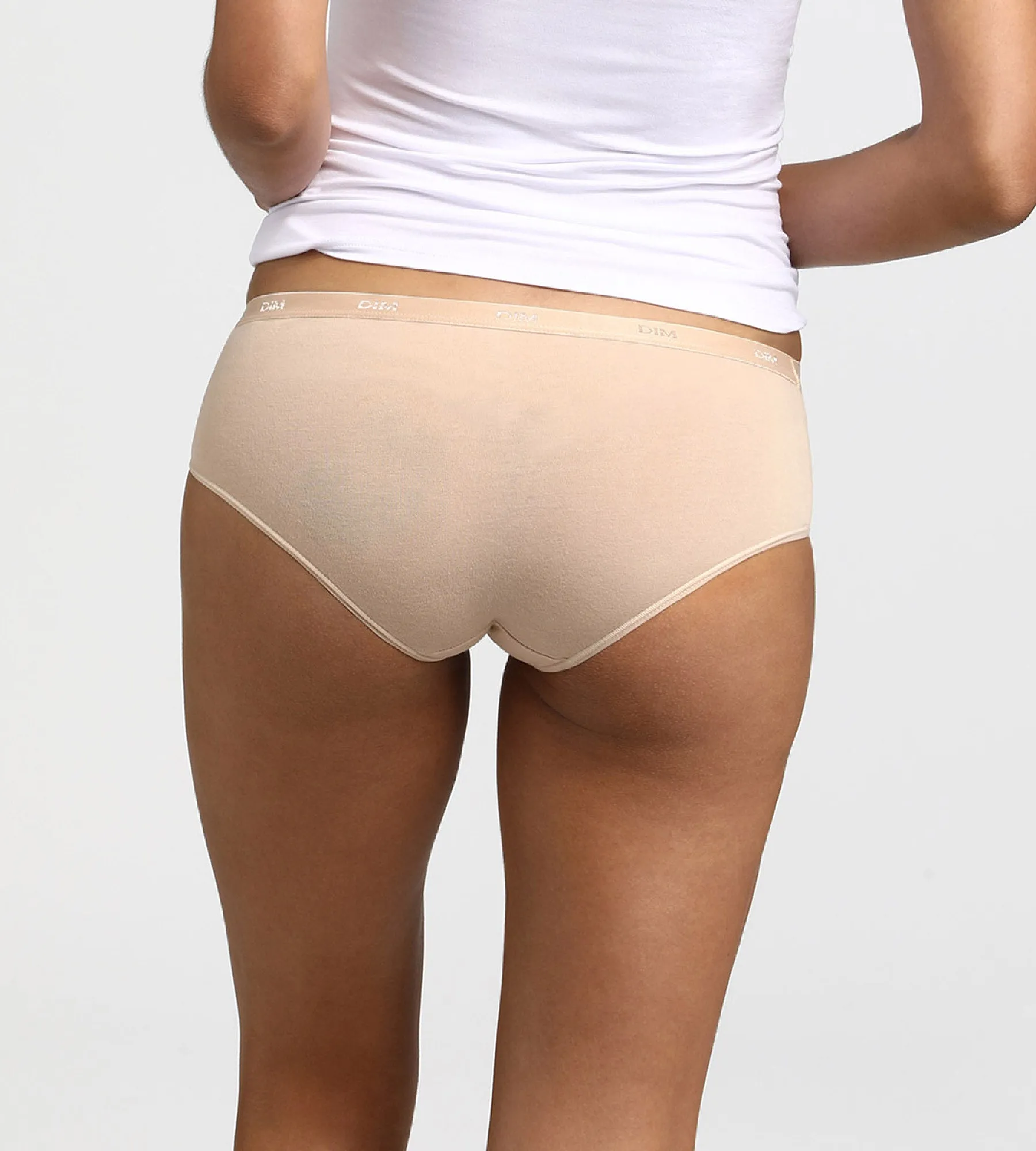 Pack of 3 pairs of Les Pockets Coton boyshorts in white/nude/black