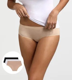 Pack of 3 pairs of Les Pockets Coton boyshorts in white/nude/black