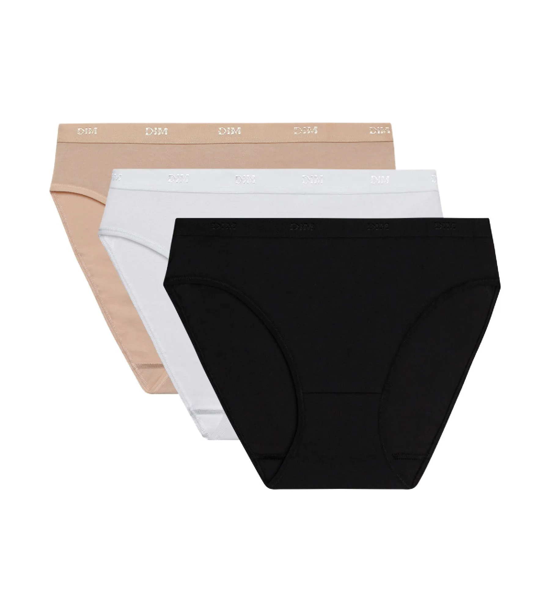 Pack of 3 pairs of Les Pockets Coton knickers in white/nude/black