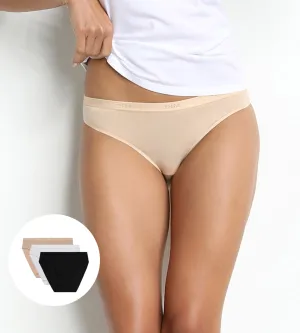 Pack of 3 pairs of Les Pockets Coton knickers in white/nude/black
