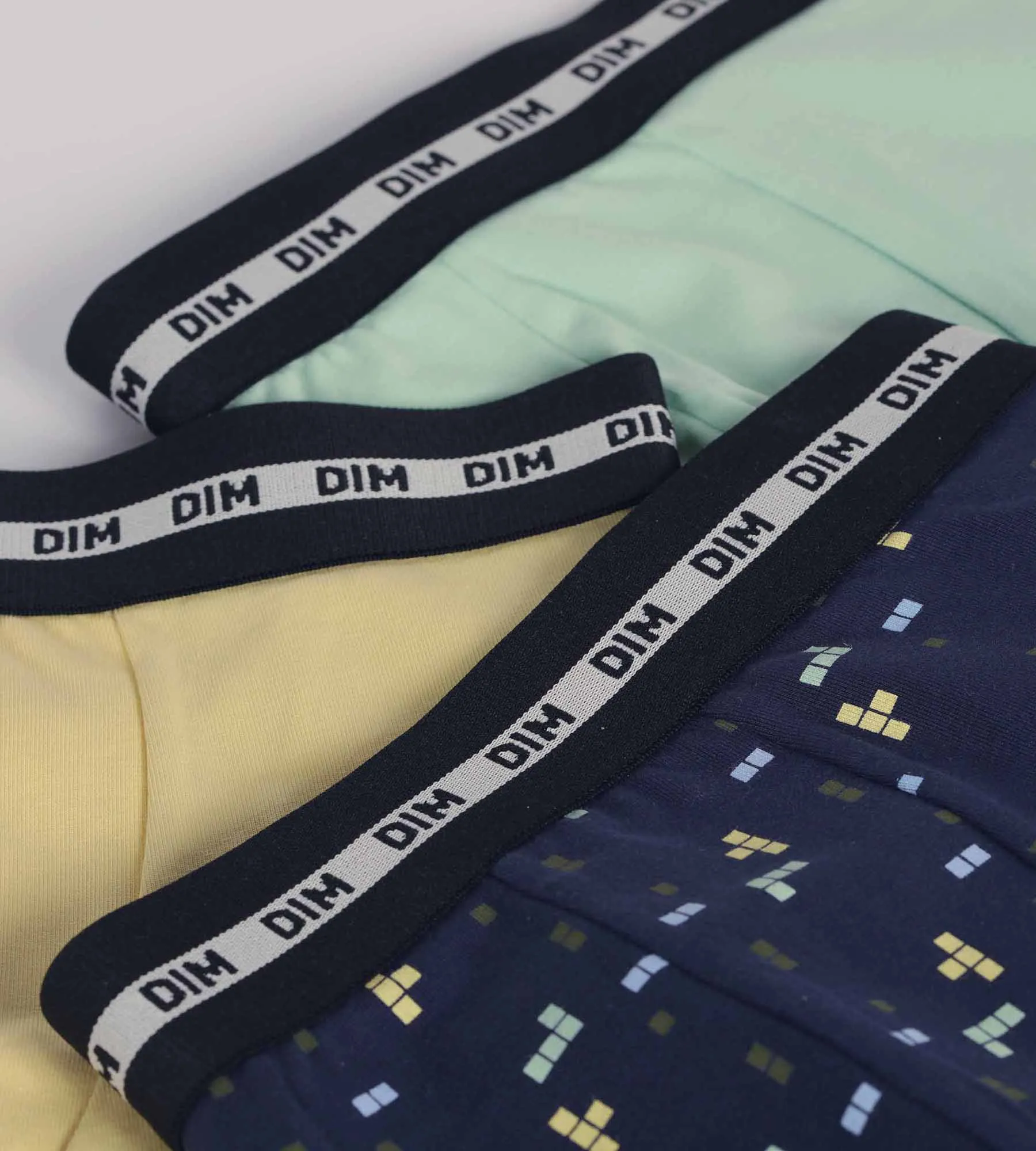 Pack of 3 Pixel Blue Yellow Cotton Stretch Fashion Boxer Briefs for Boys