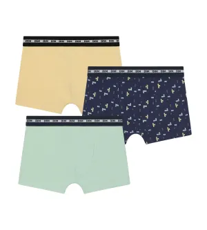 Pack of 3 Pixel Blue Yellow Cotton Stretch Fashion Boxer Briefs for Boys