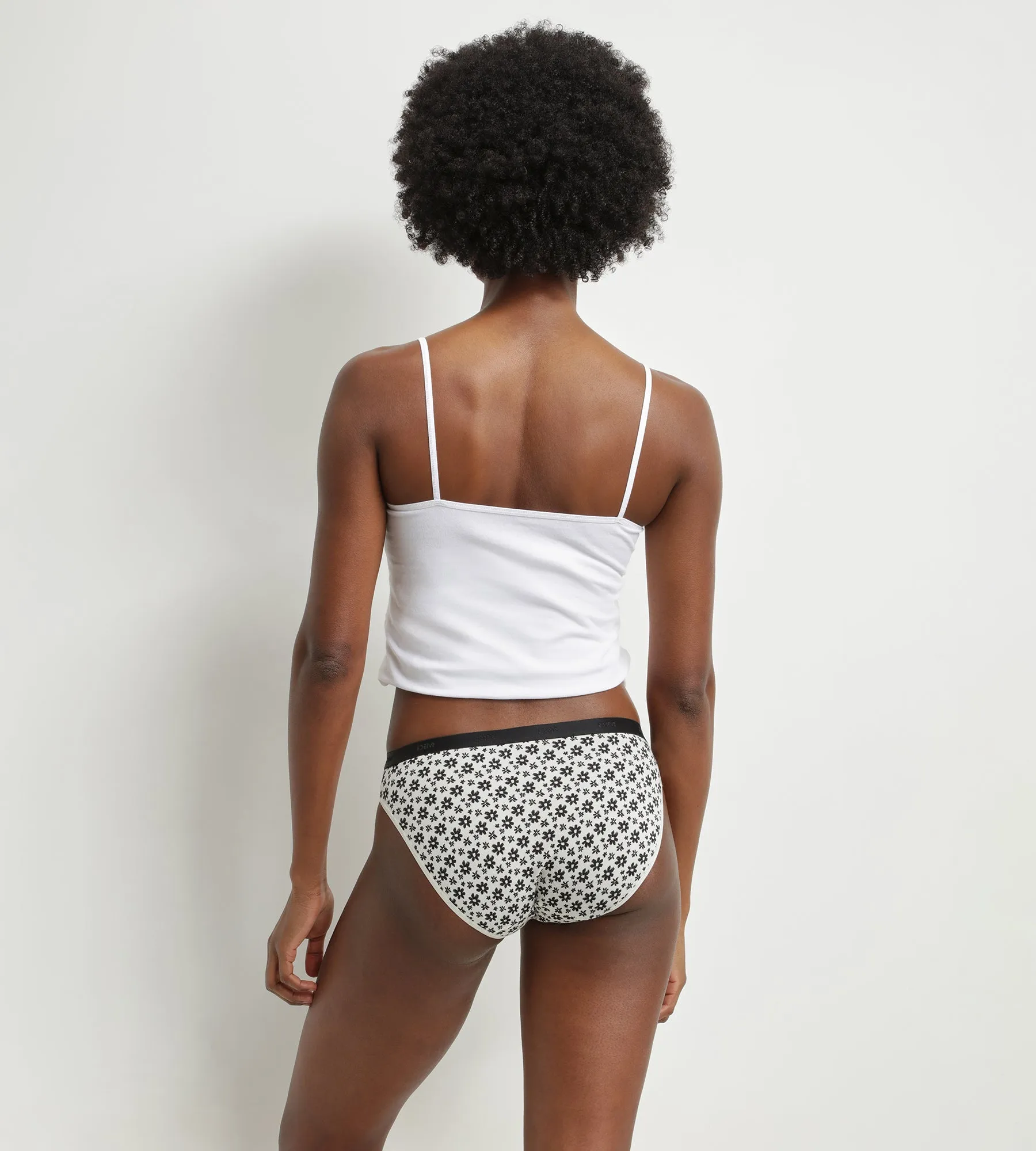 Pack of 3 stretch cotton floral knickers White Black Les Pockets