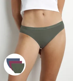 Pack of 3 stretch cotton panties Blue Red Green Les Pockets Ecodim