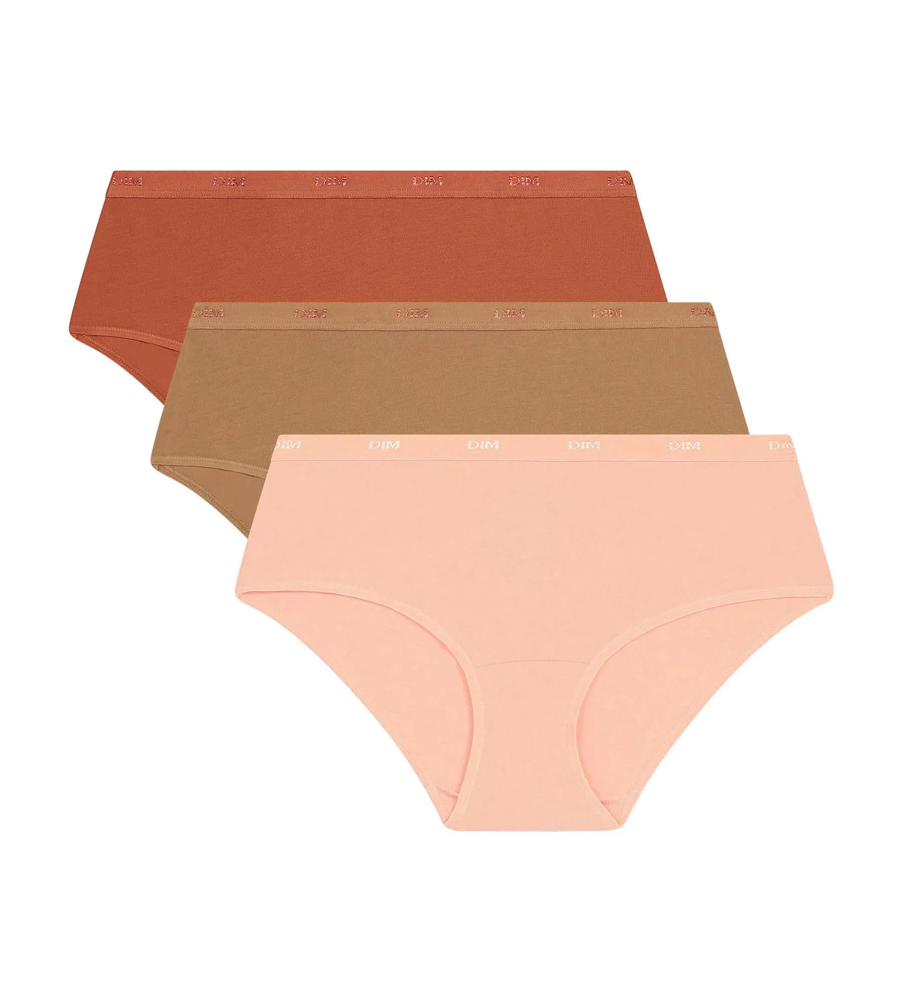 Pack of 3 women's Speculos stretch cotton boxers Orange Les Pockets Ecodim