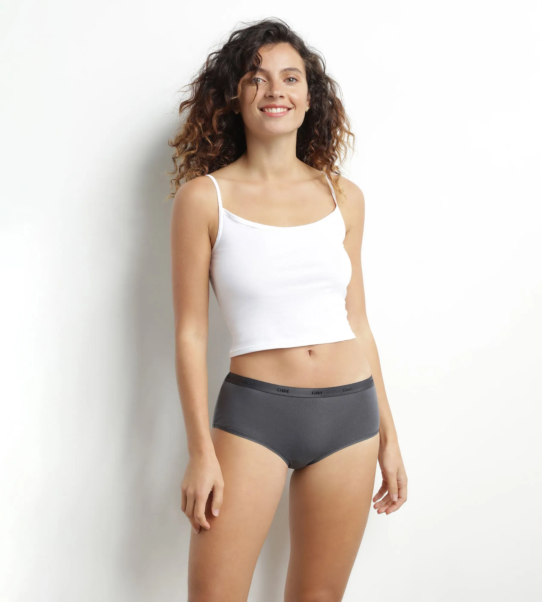 Pack of 3 women's stretch cotton boxers Beige Blue Grey Les Pockets Ecodim