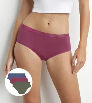 Pack of 3 women's stretch cotton boxers Red Green Les Pockets Ecodim