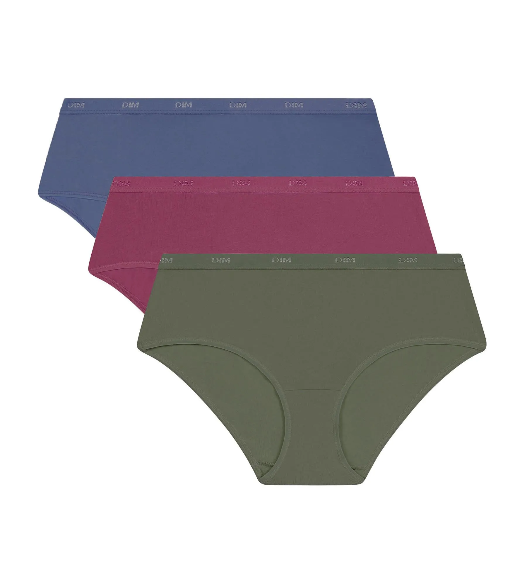 Pack of 3 women's stretch cotton boxers Red Green Les Pockets Ecodim