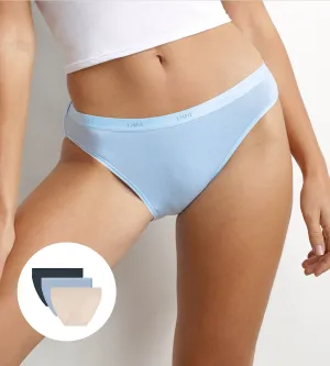 Pack of 3 women's stretch cotton briefs Blue Beige Grey Les Pockets Ecodim