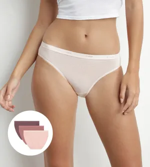 Pack of 3 women's stretch cotton briefs Pastel Pink Les Pockets Ecodim