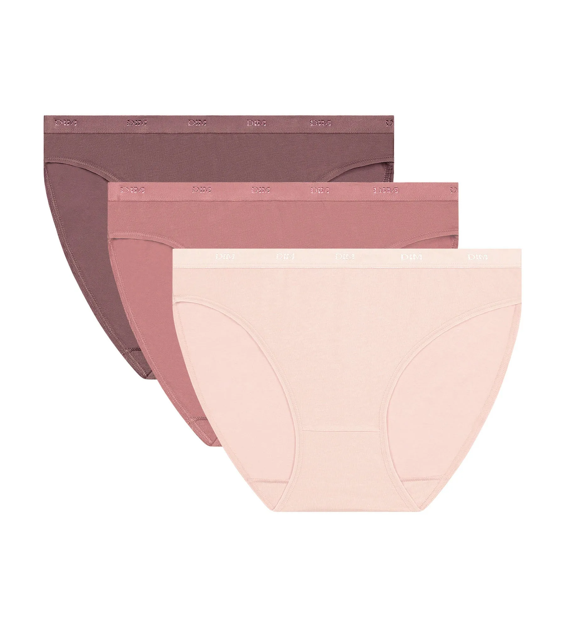 Pack of 3 women's stretch cotton briefs Pastel Pink Les Pockets Ecodim