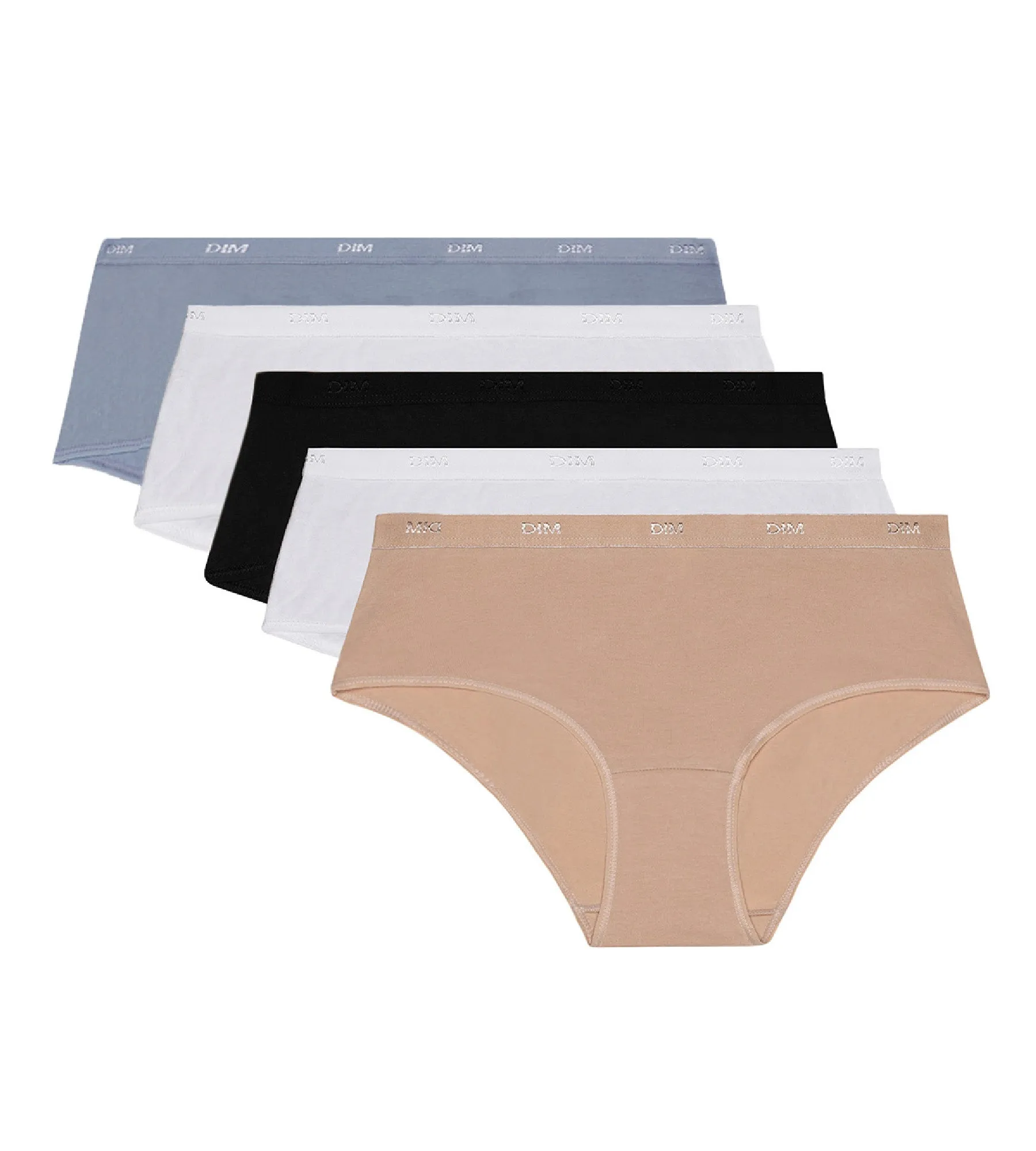 Pack of 5 Les Pockets Ecodim stretch cotton shortys for women