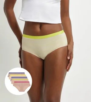 Pack of 5 pink stretch cotton boxers for women Dim Les Pockets