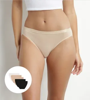 Pack of 5 stretch cotton knickers Black Nude White Les Pockets Ecodim