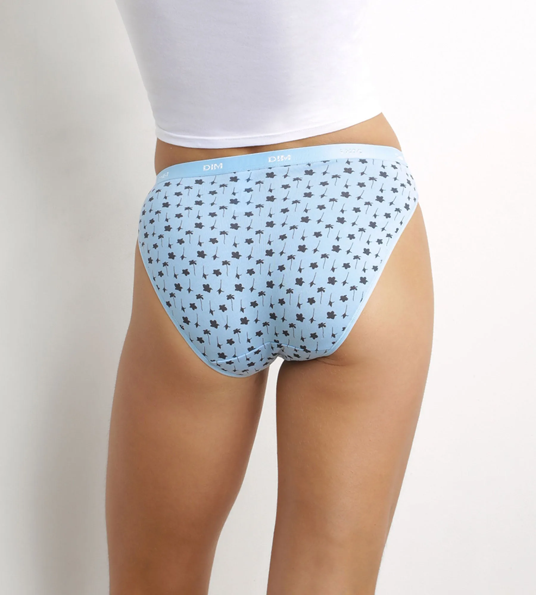 Pack of 5 women's stretch cotton floral briefs Blue Les Pockets