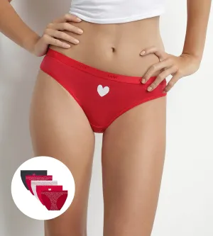 Pack of 5 women's stretch cotton heart-shaped briefs Grey Les Pockets