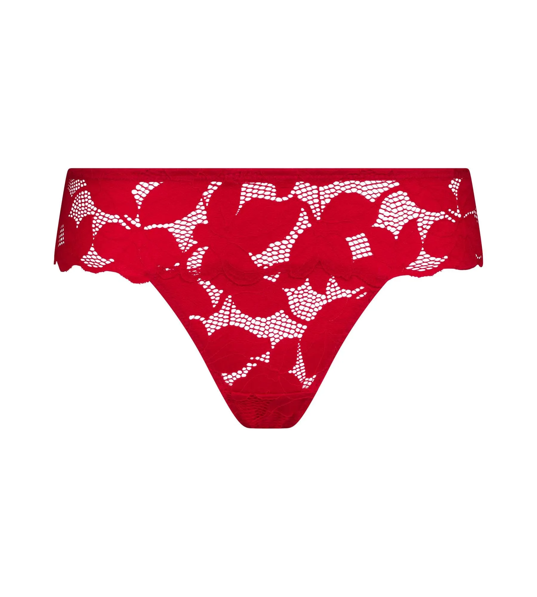 Red Chéri Dim Lacy lace thong with big flowers