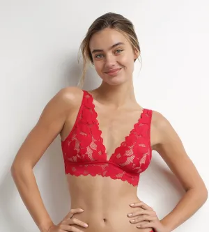 Red Dim Lacy lace bralette with large flowers