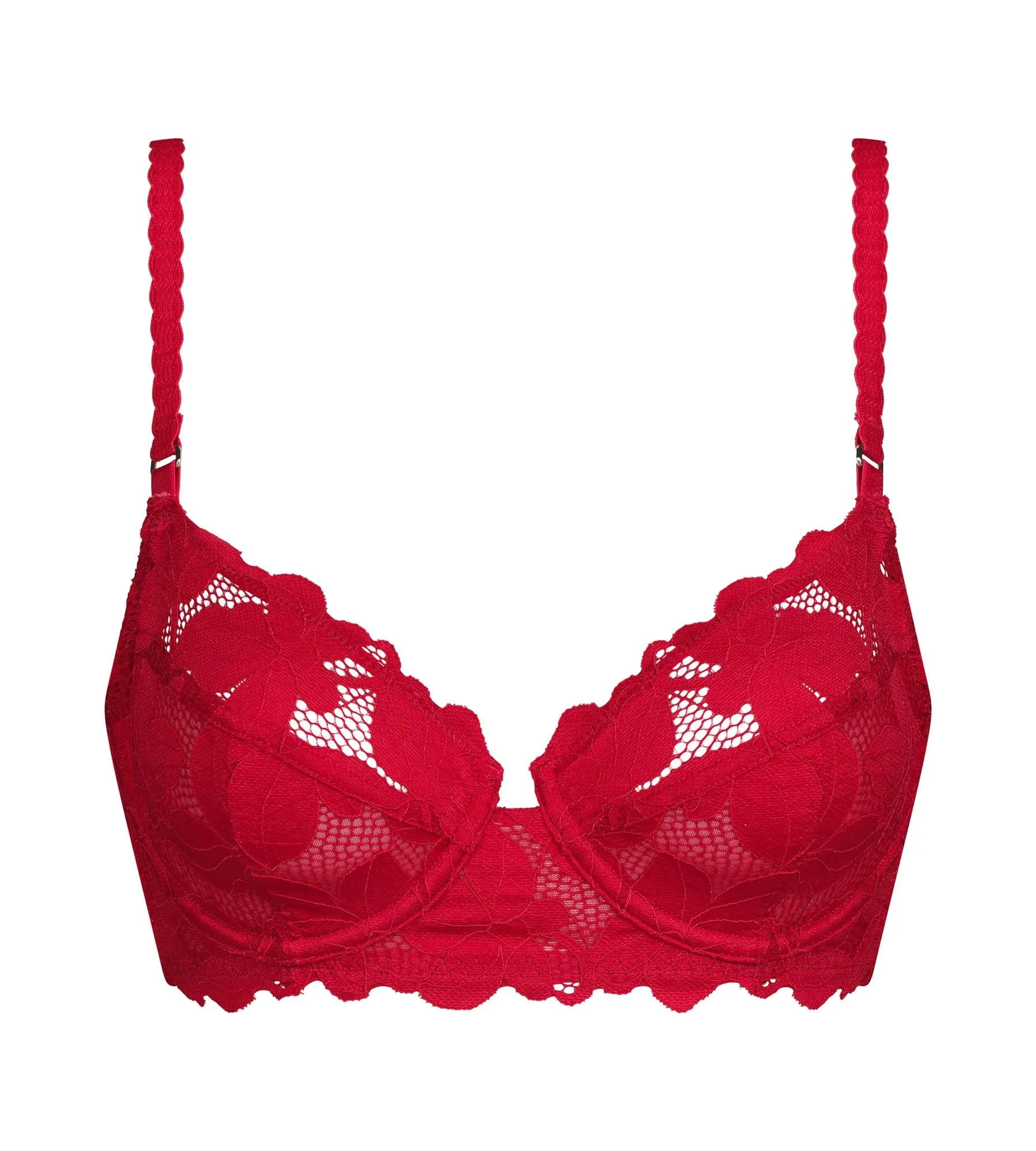 Red floral lace underwired push-up bra Dim Lacy