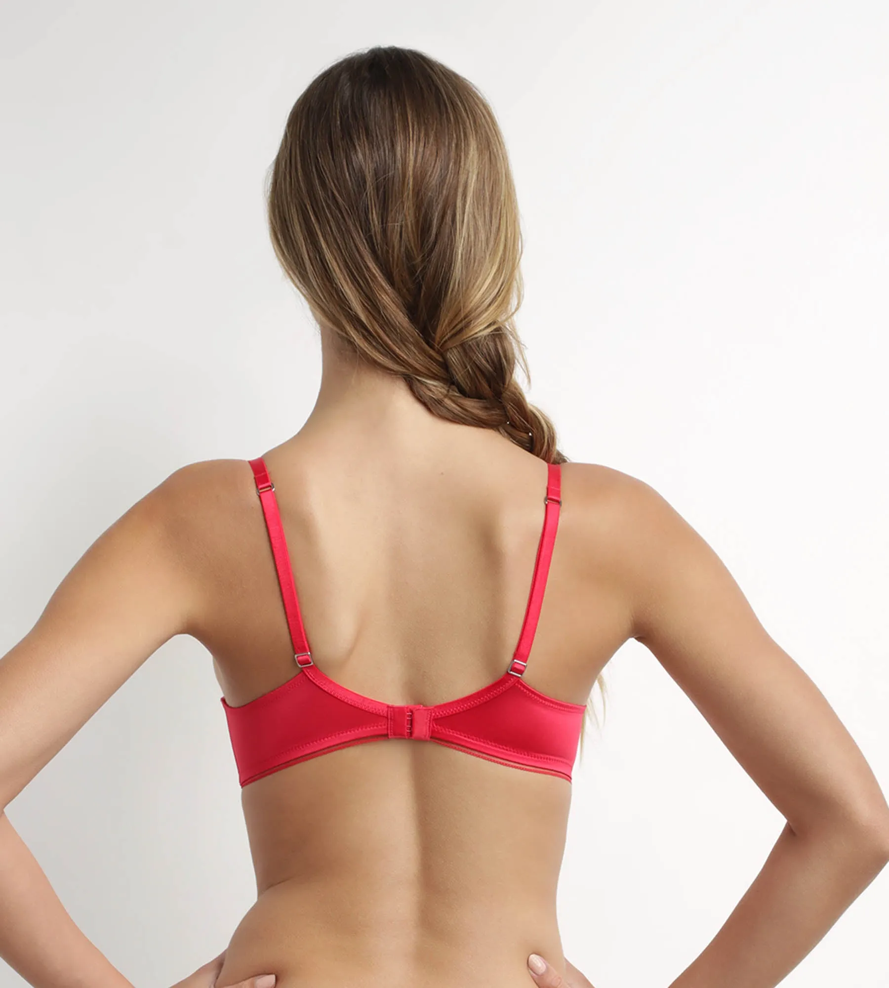 Red satin microfiber basket bra Dim Chéri