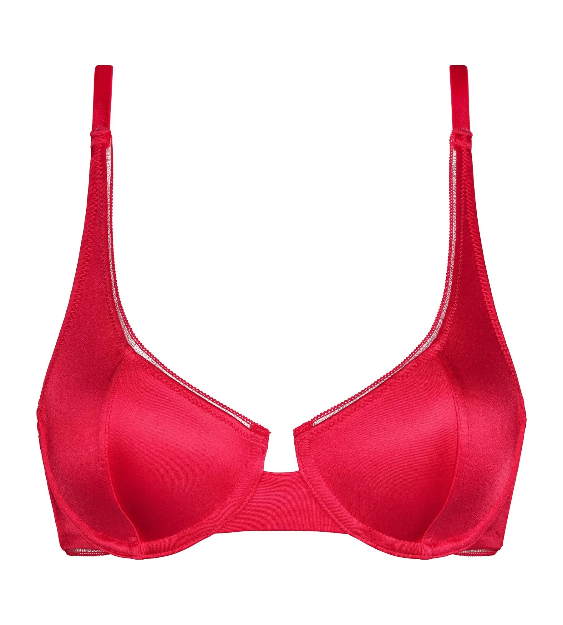 Red satin microfiber basket bra Dim Chéri