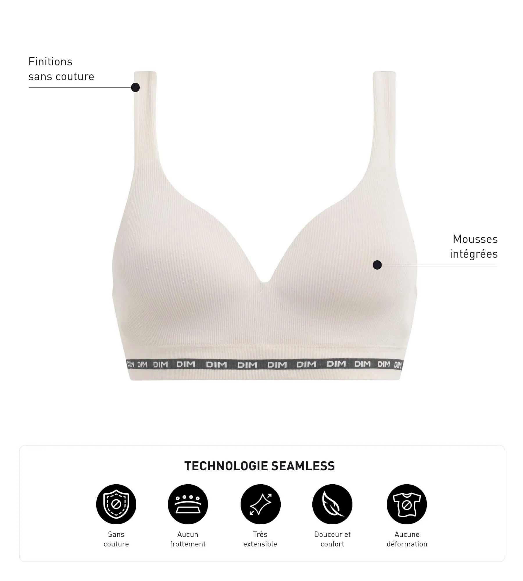 Ribbed Beige bra underwired Dim Icon Seamless
