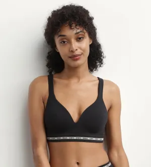 Ribbed black bra wireless or seams Dim Icon Seamless