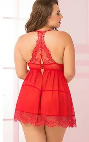 Roses Babydoll & Panty Set - Queen