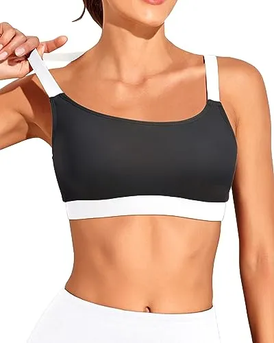 Scoop Neck Bathing Suits Top Padded Swim Crop Top
