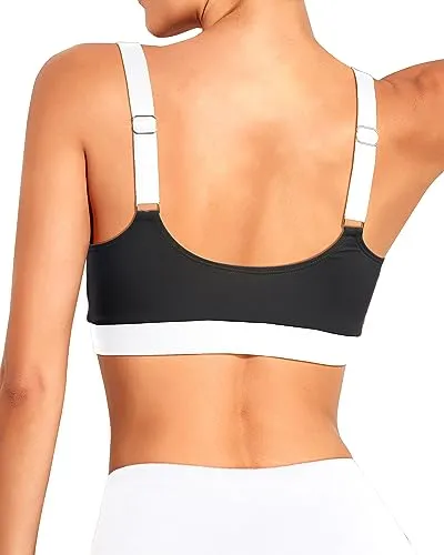Scoop Neck Bathing Suits Top Padded Swim Crop Top