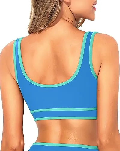 Scoop Neck Colorblock Tankini Top