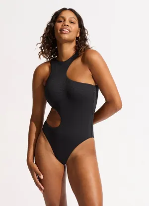 Sea Dive Cut-Out One Piece - Black