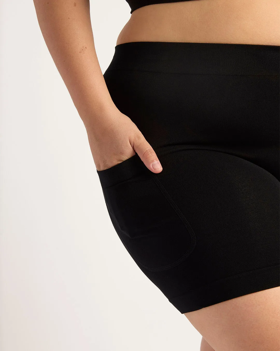 Seamfree Undershort with Pocket 6" - Black