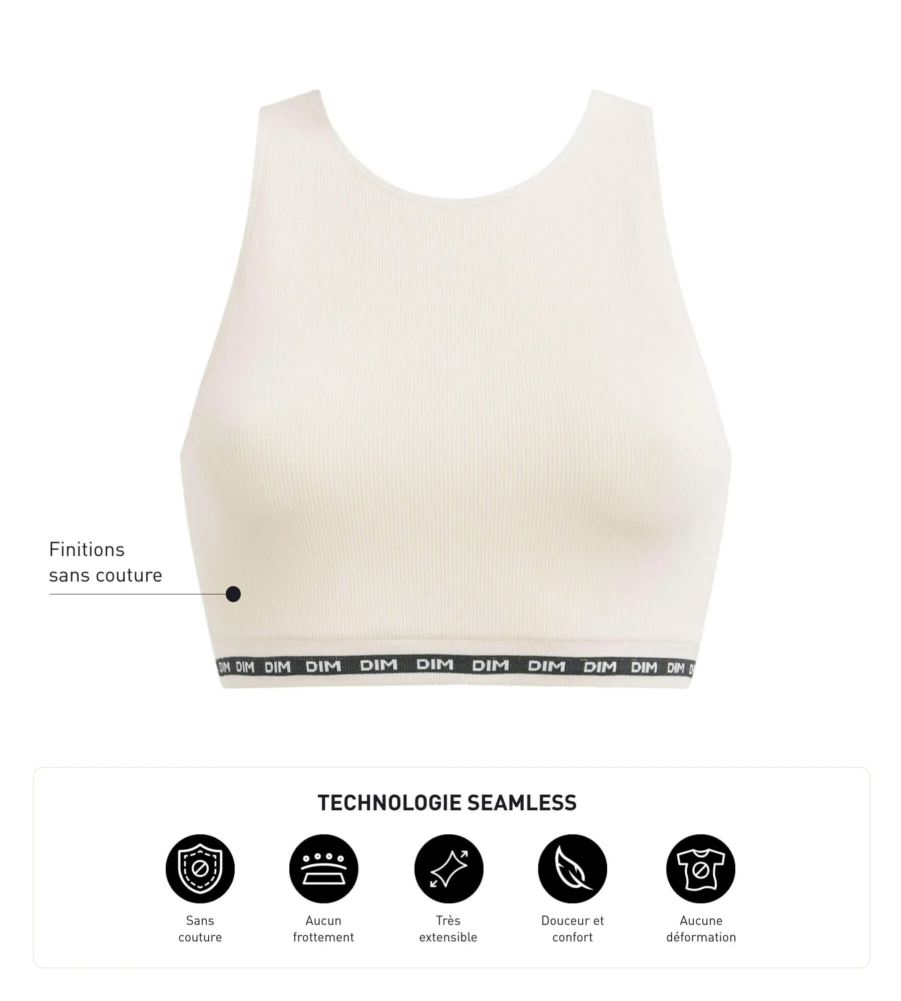Seamless Ribbed polyamide modal Crop Top in Beige Dim Icons Seamless