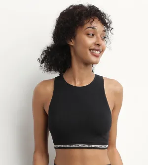 Seamless Ribbed polyamide modal Crop Top in Black Dim Icons Seamless