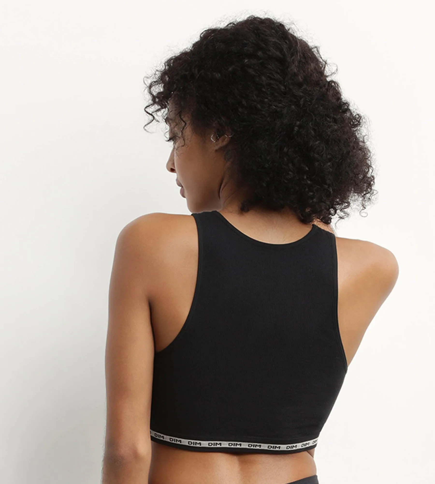 Seamless Ribbed polyamide modal Crop Top in Black Dim Icons Seamless