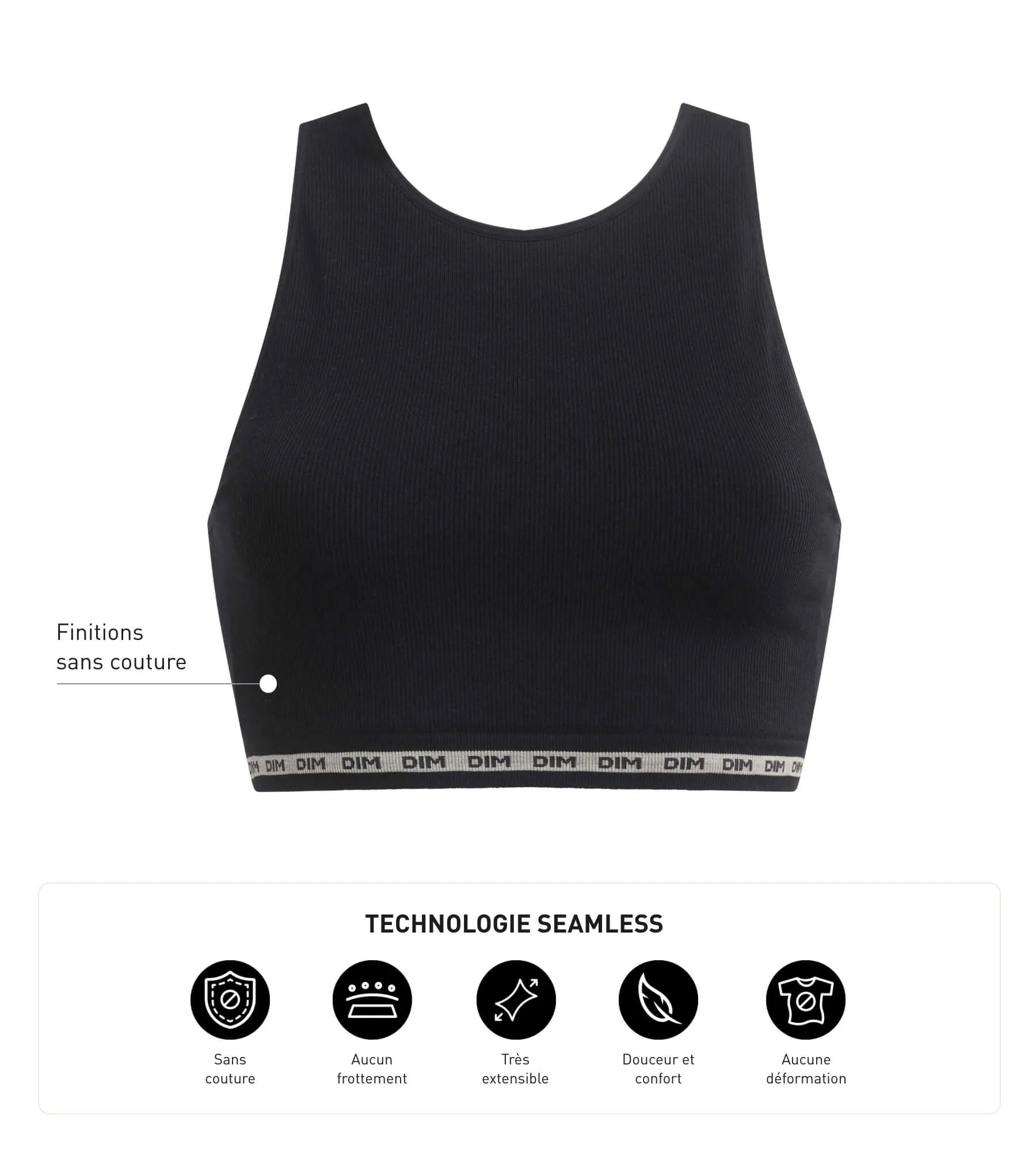 Seamless Ribbed polyamide modal Crop Top in Black Dim Icons Seamless