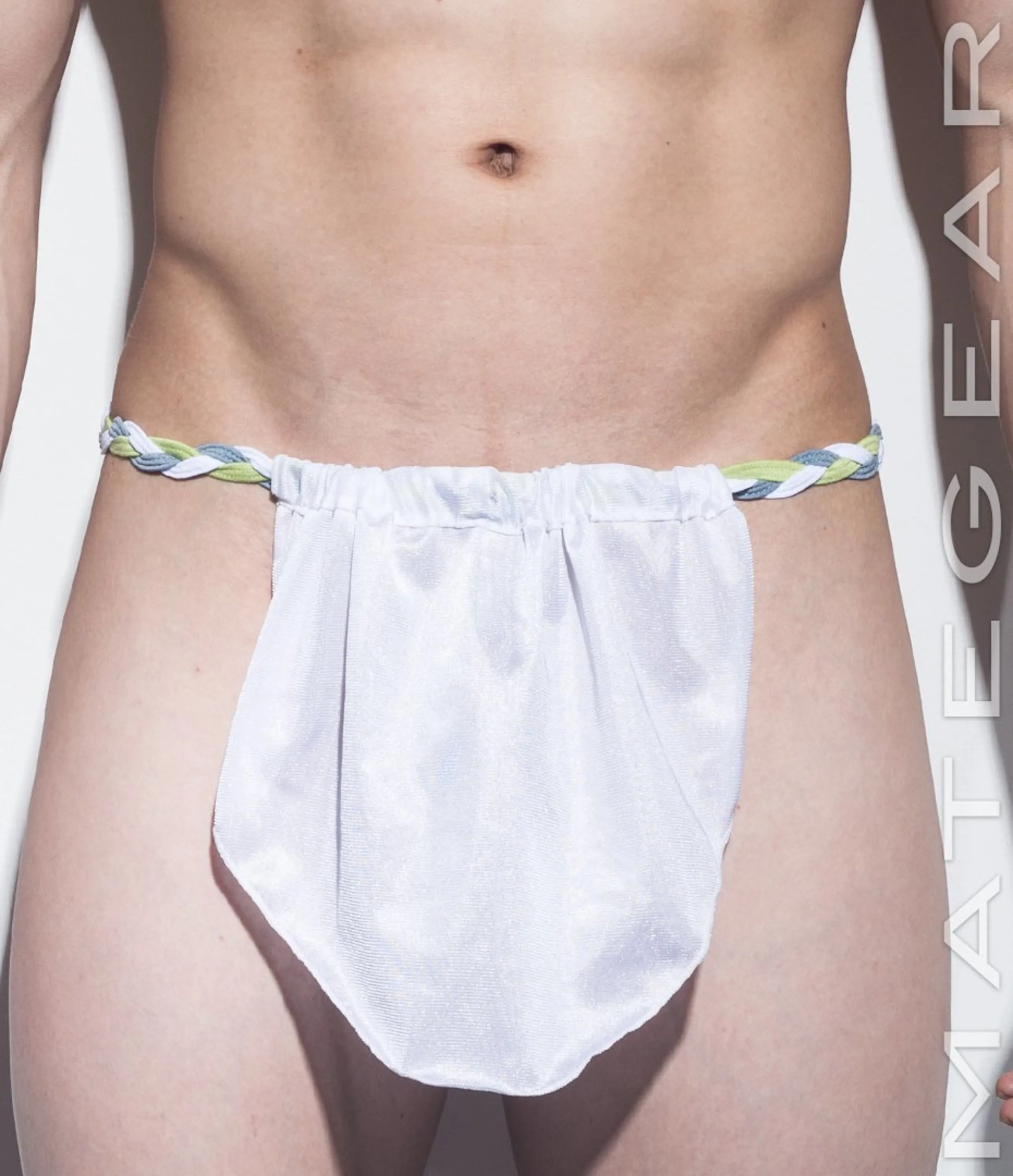 Sexy Men's Underwear Extreme Xpression Bikini - Po Dae (Green/White/Grey Braided Band)