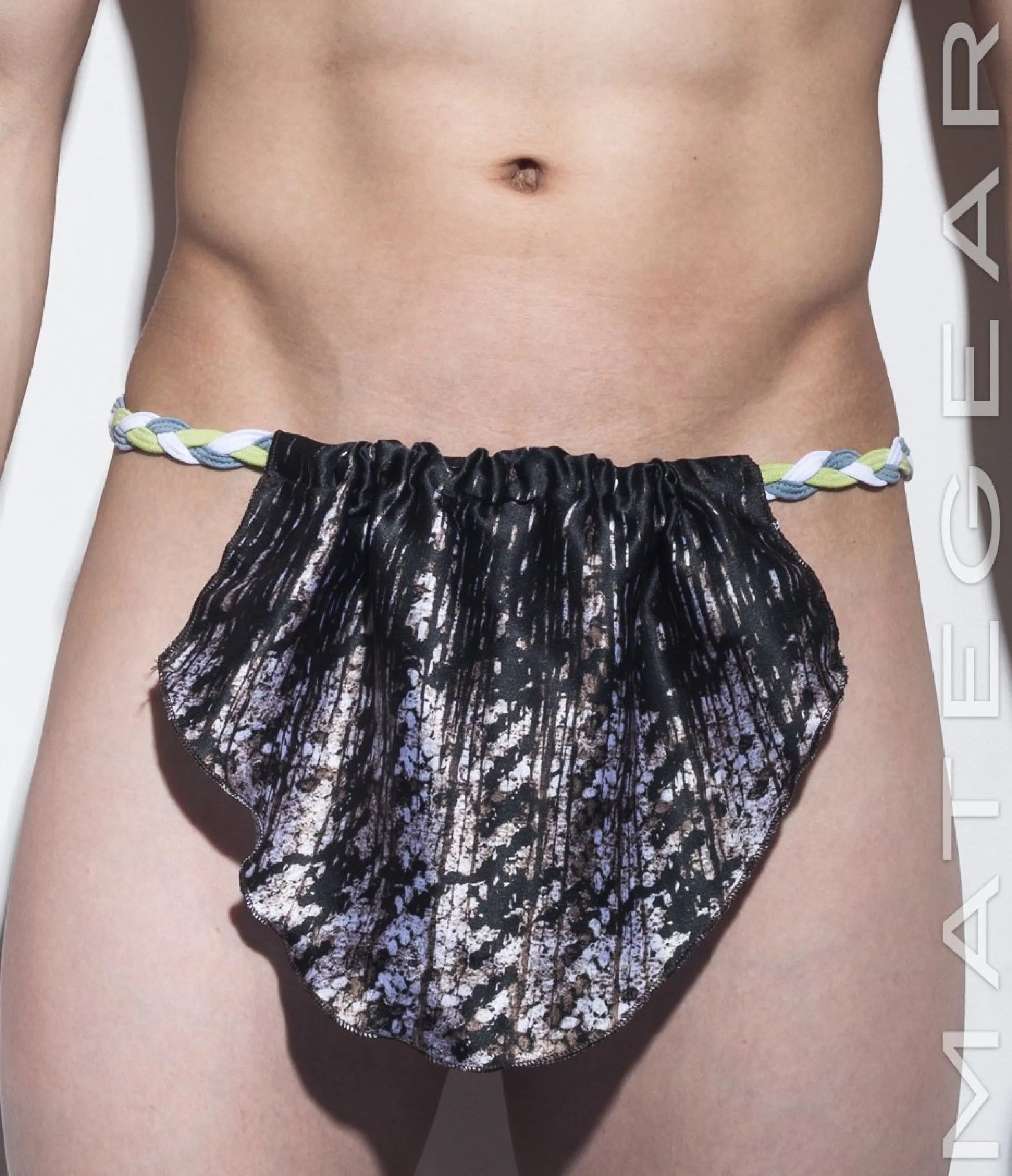 Sexy Men's Underwear Extreme Xpression Bikini - Po Dae (Green/White/Grey Braided Band)