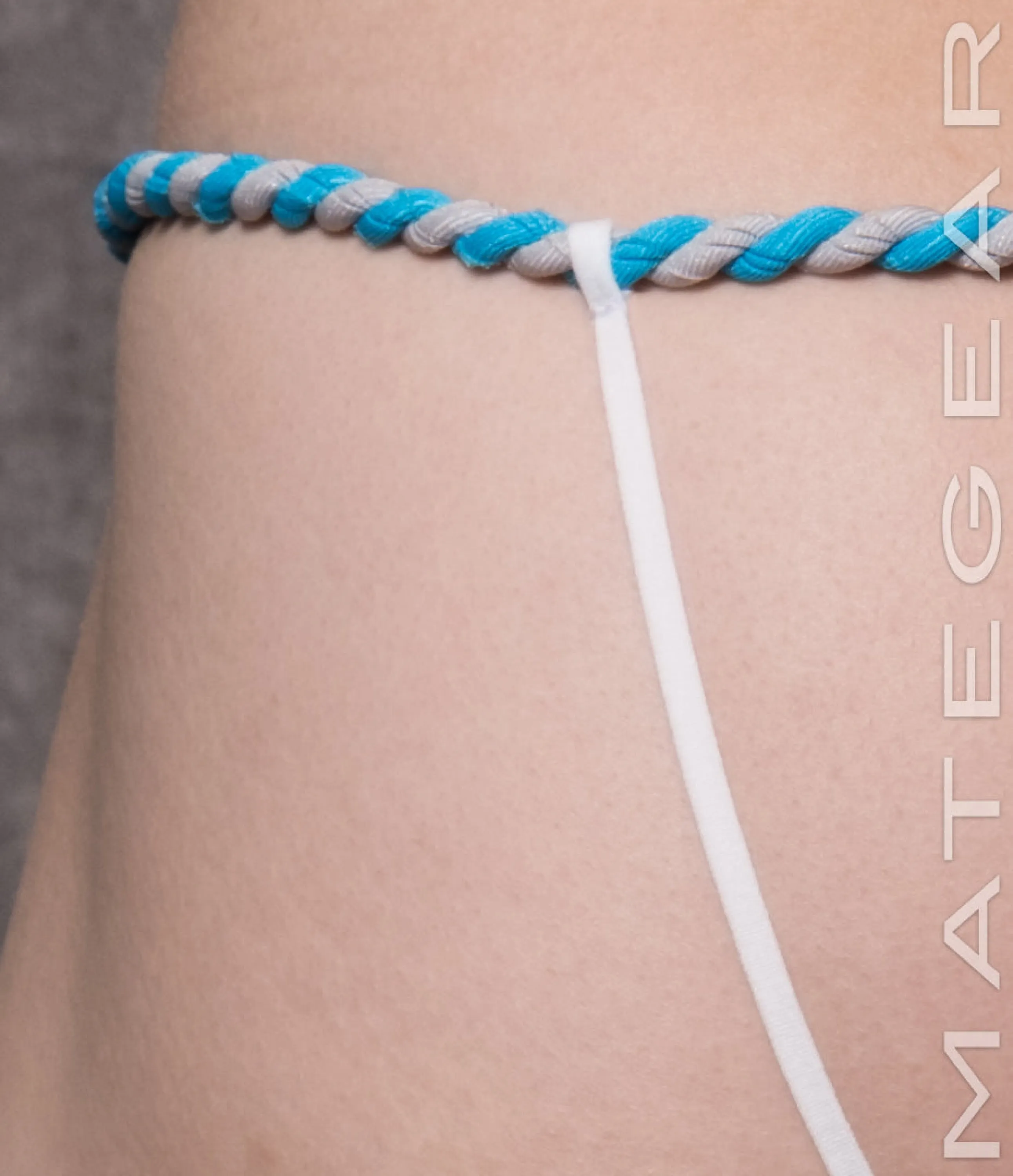 Sexy Mens Underwear Xpression Mini Bikini - Ryeo Jae (Adjustable Front / Open Back / BlueGrey Band))