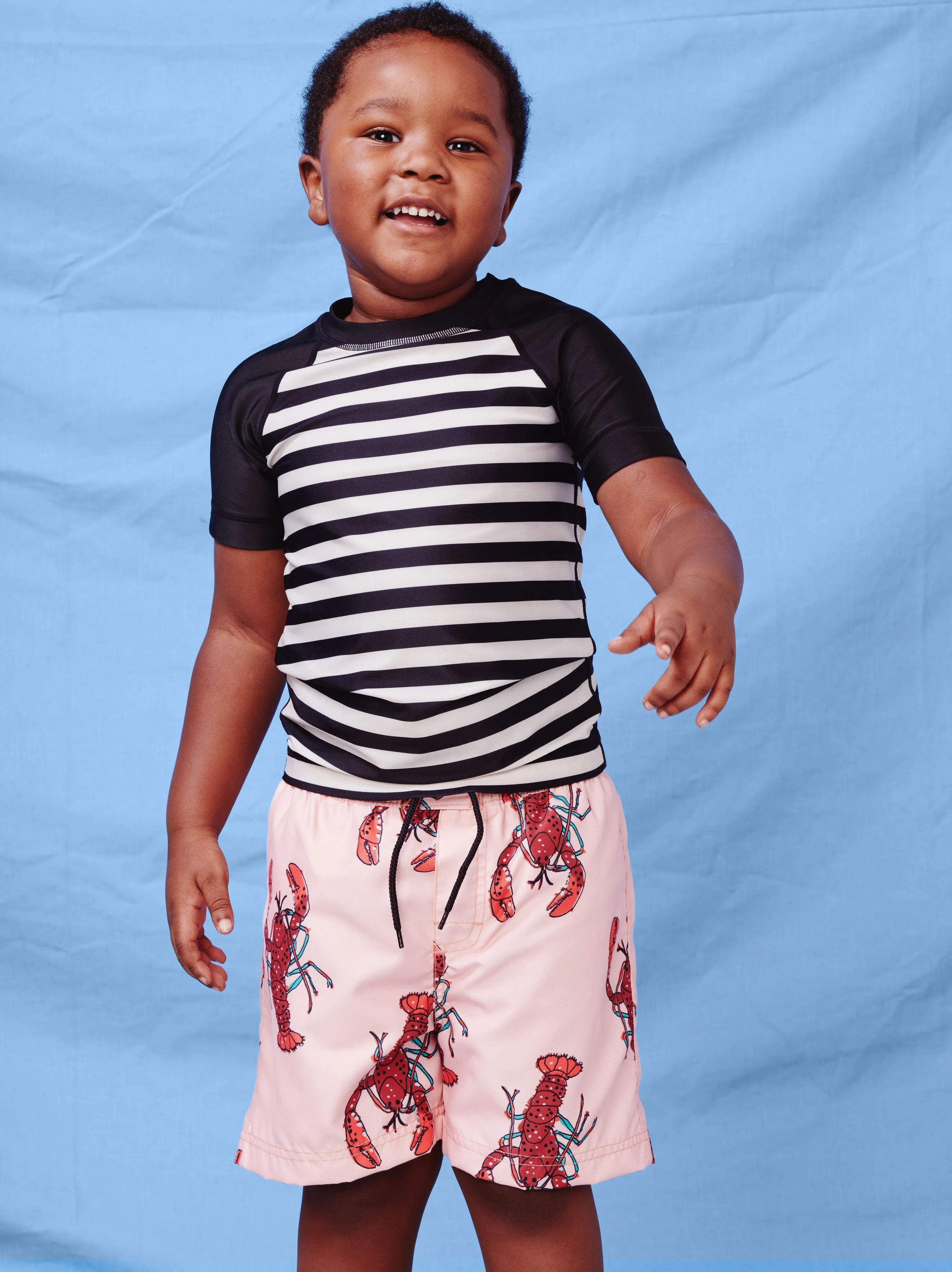 Short Sleeve Rash Guard - Swim Stripe - Jet Black - FINAL SALE